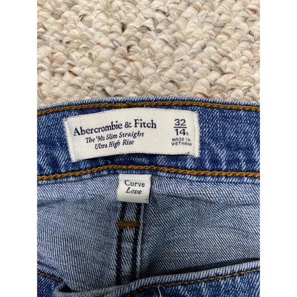 32/14 Abercrombie & Fitch The 90s Slim Straight Ultra High-Rise Distressed - Picture 6 of 7